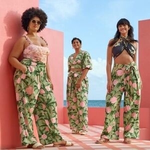 New! Limited Edition Wide Leg Peony Print Pants by Agua Bendita x Target